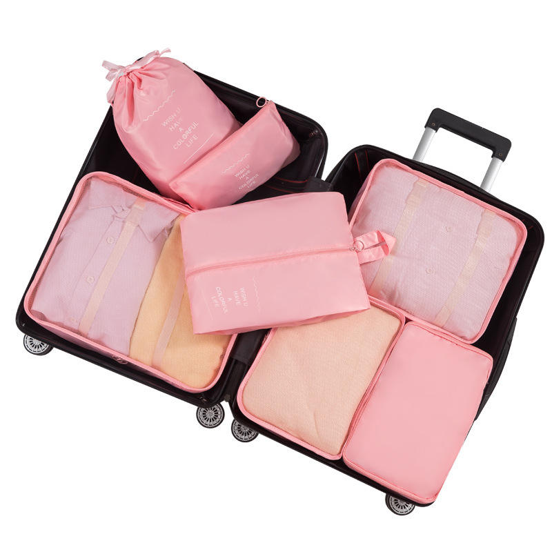 カスタムロゴ旅行用の6個のパッキングキューブ折り畳み式のトラベルキューブセット軽量荷物収納袋