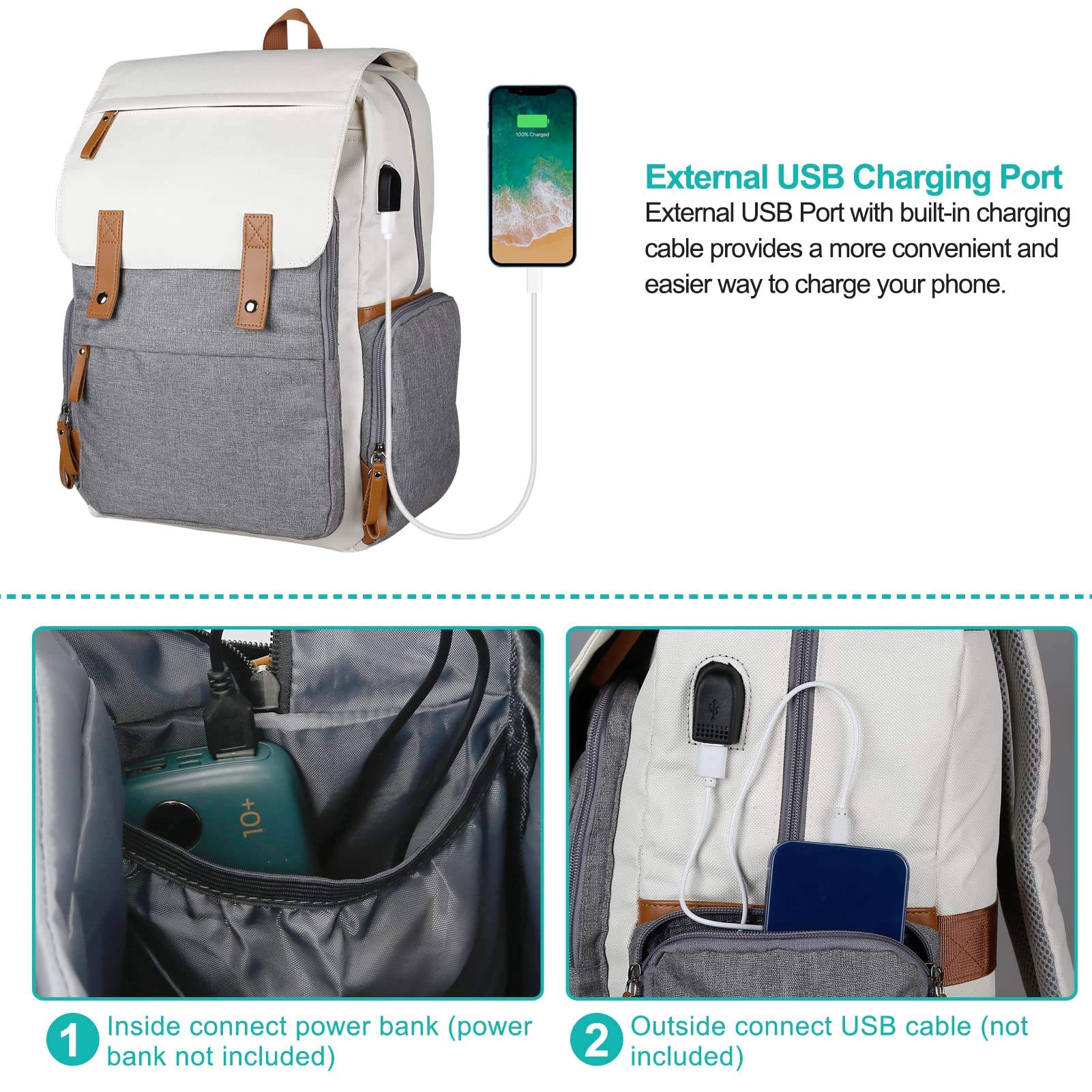 2022 ファッション防水ブックバッグ ユニセックス 15.6 インチ ラップトップ スクール バッグ バックパック USB 充電ポート付き
