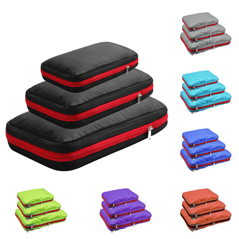 人気の 3 セット旅行圧縮パッキング キューブ大容量拡張可能な荷物パッキング オーガナイザー セット