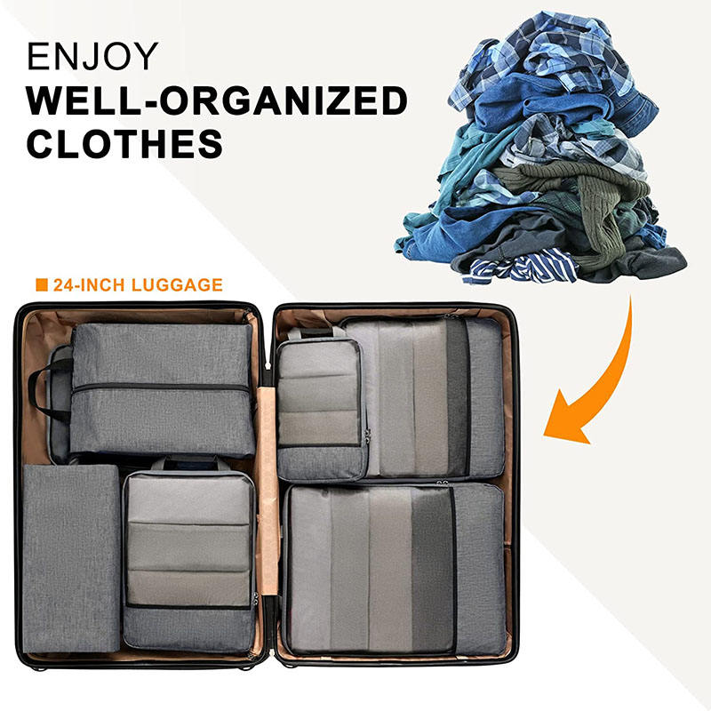 グレー防水圧縮旅行荷物メッシュ バッグ服キューブ ストレージ オーガナイザー セット パッキング キューブ