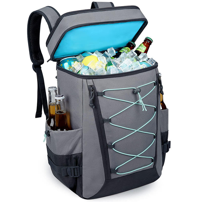 グレー アウトドア キャンプ 漏れ防止 大 24缶 ビール ソフト クーラー ランチ バックパック 冷却バッグ 断熱バッグ