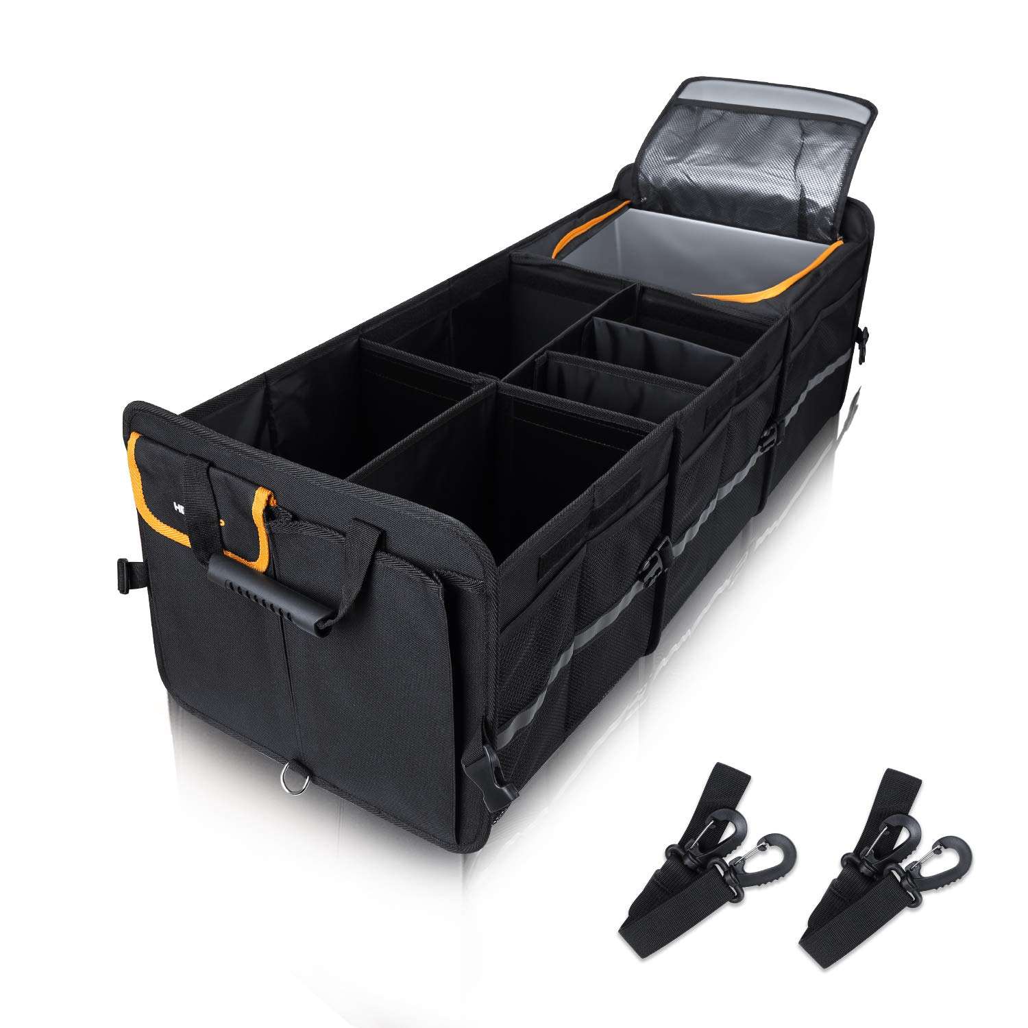 カスタム大型トランク オーガナイザー、タイダウン ストラップ付き、取り外し可能な仕切り、2 mm PE ボードで構築