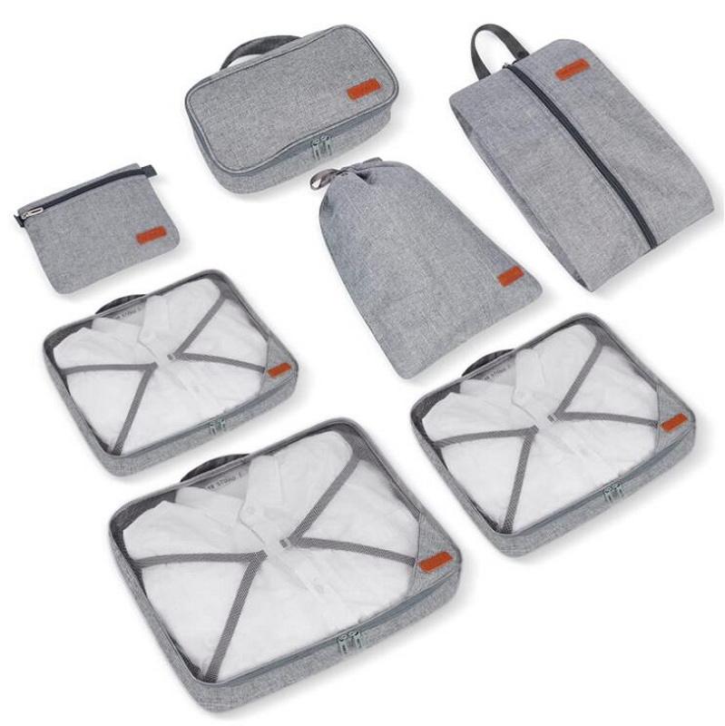 卸売品質旅行荷物パッキング キューブ 7 のセット カスタマイズされたユニセックス防水スーツケース圧縮旅行バッグ