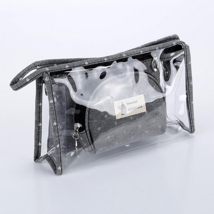 新着 2022 防水透明 PVC 化粧品バッグ カスタム ロゴ メイクアップ トイレタリー バッグ 3 個セット卸売