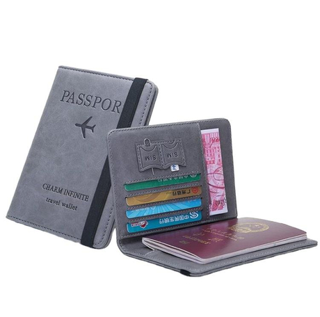 ラグジュアリー PU レザー パスポート カバー クレジット カード ホルダー トラベル ウォレット 盗難防止 RFID パスポート ホルダー エアトリップ用
