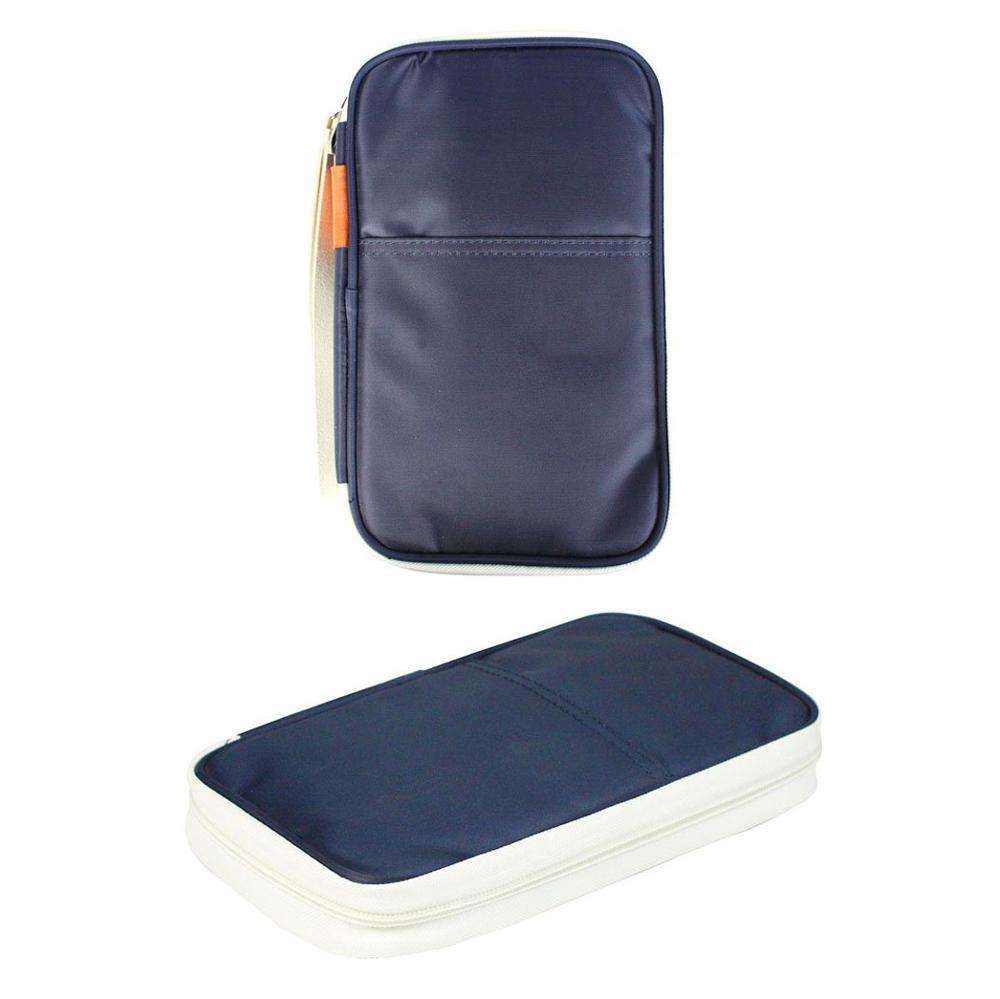 ジッパー付きパスポート/旅行書類オーガナイザーウォレット、リストレットとボーナス巾着収納バッグ付き。
